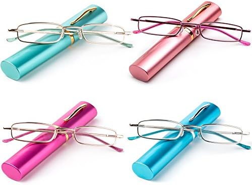 Ultra Slim Compact Unisex Light Weight Reading Glasses w/Portable Pocket Clip Aluminum Case