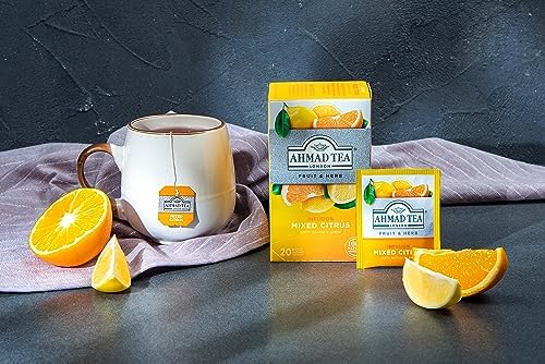 Ahmad Tea Herbal Tea, Mixed Citrus Teabags, 20 ct (Pack of 1) - Decaffeinated & Sugar-Free