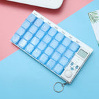 7 Day Timed Medicine Box with Alarm Reminder 28 Grids Compartments Removable Timer Backlight Weekly Pill Organizer for Vitamins and Pills 7.48 * 4.13 * 0.98inch
