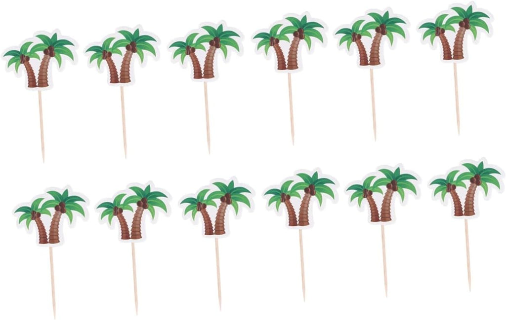 12pcs Coconut Tree Cake Topper Beautiful Fruit Dessert Decor for Birthday Party and Festival Celebrations Creative Cake Decoration and Ice