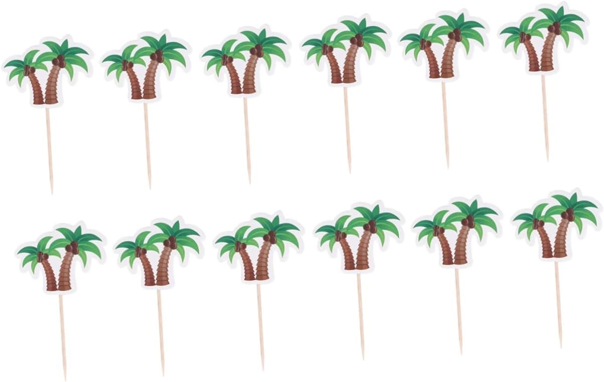 12pcs Coconut Tree Cake Topper Beautiful Fruit Dessert Decor for Birthday Party and Festival Celebrations Creative Cake Decoration and Ice