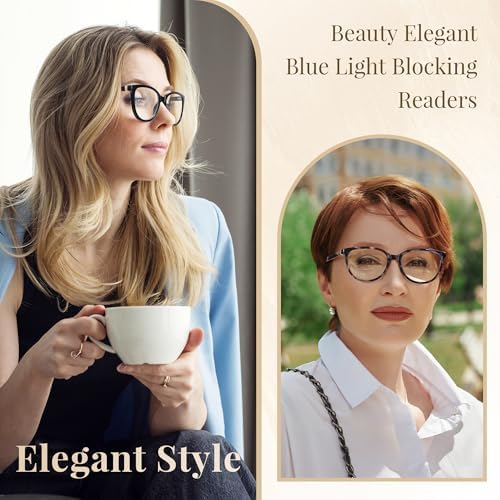 EASY READ Reading Glasses for Women,Cat Eye Computer Blue Light Blocking Readers