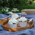 48 Pcs Silver Happy Anniversary Cupcake Toppers Picks for Anniversary Party Cake Decorations