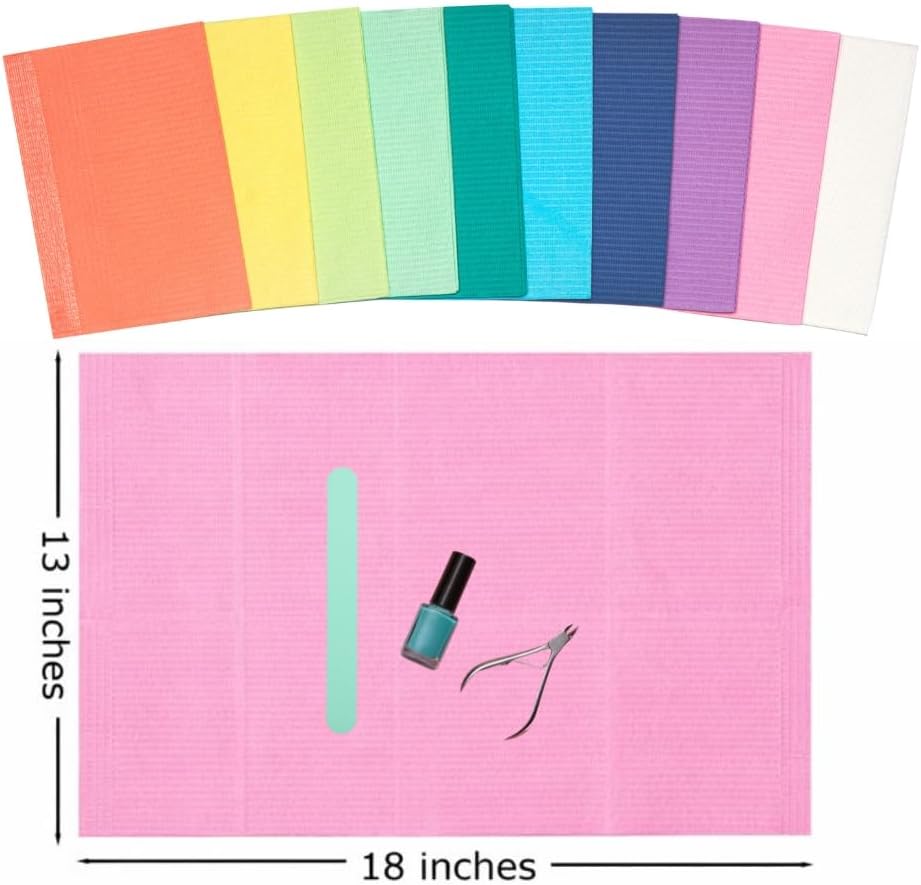 Disposable Dental Bibs 13" x 18" – 50 Pack, 3-Ply Waterproof & Leak-Resistant Rainbow Bibs | Medical Grade, Ultra Absorbent, Fluid Resistant | Dental, Tattoo, Nail & Esthetician Supplies