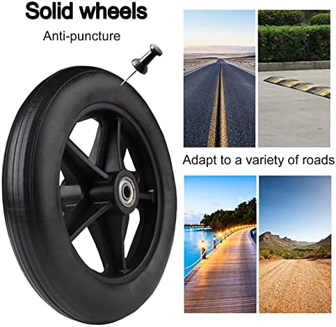 LIGUOYI Wheelchair Front Wheels 8 Inch 7 Inch, 2pcs Front Wheelchair Wheel Solid Wheel Replacement, 5/16" (8 Mm) Bearing, 2-3/8" (60 Mm) Hub Width, 265-lb (120 Kg) Load Capacity, with Wrench