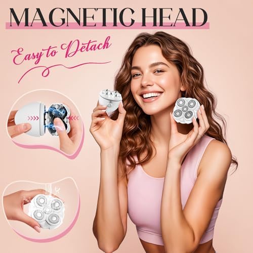 Electric Shaver for Women, 5D Floating Rotary Razor Hair Remover, Wet/Dry Face & Body Shaver for Arms, Legs and Underarms, Portable Travel Mini Size for Her White