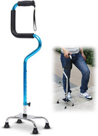 Tetrapod Walking Stick, Height/Left and Right Adjustable Quad Walking Cane Lightweight Aluminum Assisted Standing Cane for Men and Women Elderly (Color : Blue)