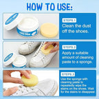 2Pcs White Shoe Cleaner Cream, No-Wash Multipurpose Cleaning Paste with Sponge, Stain Remover for Leather Sneakers Soles