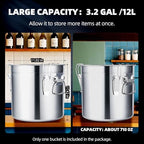 12L/3.2 Gal 304 Stainless Steel Food Containers 404 Oz Stainless Container with Lid and Lock Airtight Canister for Storage 304 Stainless Steel Food Storage Containers Stainless Bucket
