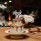 LASKYER Happy 16th Birthday Decorations,16th Birthday Gold Rhinestone Cake Topper - Cheers to Sixteen Years Old Bday Party Metal Sparkly Cake Centerpieces Sign.