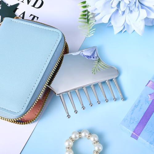 Ptwola Metal Scalp Handheld Head Massage Comb Massager Metal Guasha Scraping Tool Multi-Functional Guasha Scraping Comb for Head Neck Shoulders Legs Arms