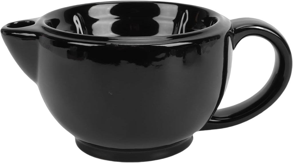 Agatige Ceramic Shaving Cup, Double Walled Ergonomic Shaving Cream Bowl Lather Bowl with Handle for Soap and Cream