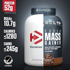 Dymatize Super Mass Gainer Protein Powder, Rich Chocolate, 52g Protein, 1g Creatine, 1280 Calories, 10.7g BCAAs, 245g Carbs, Contains Whey Protein Powder, Isolate, and Casein (8 Servings)