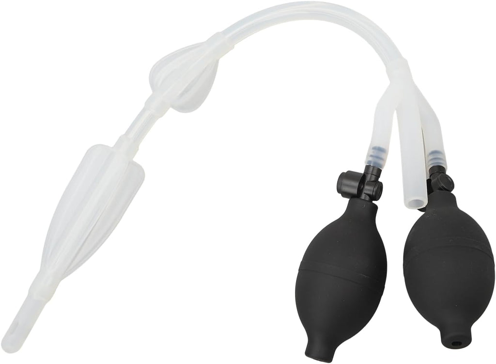 Silicone Enema Douche Bulb Dual Side Openings Elastic Inflatable Double Bulb Flushing System for Health Care
