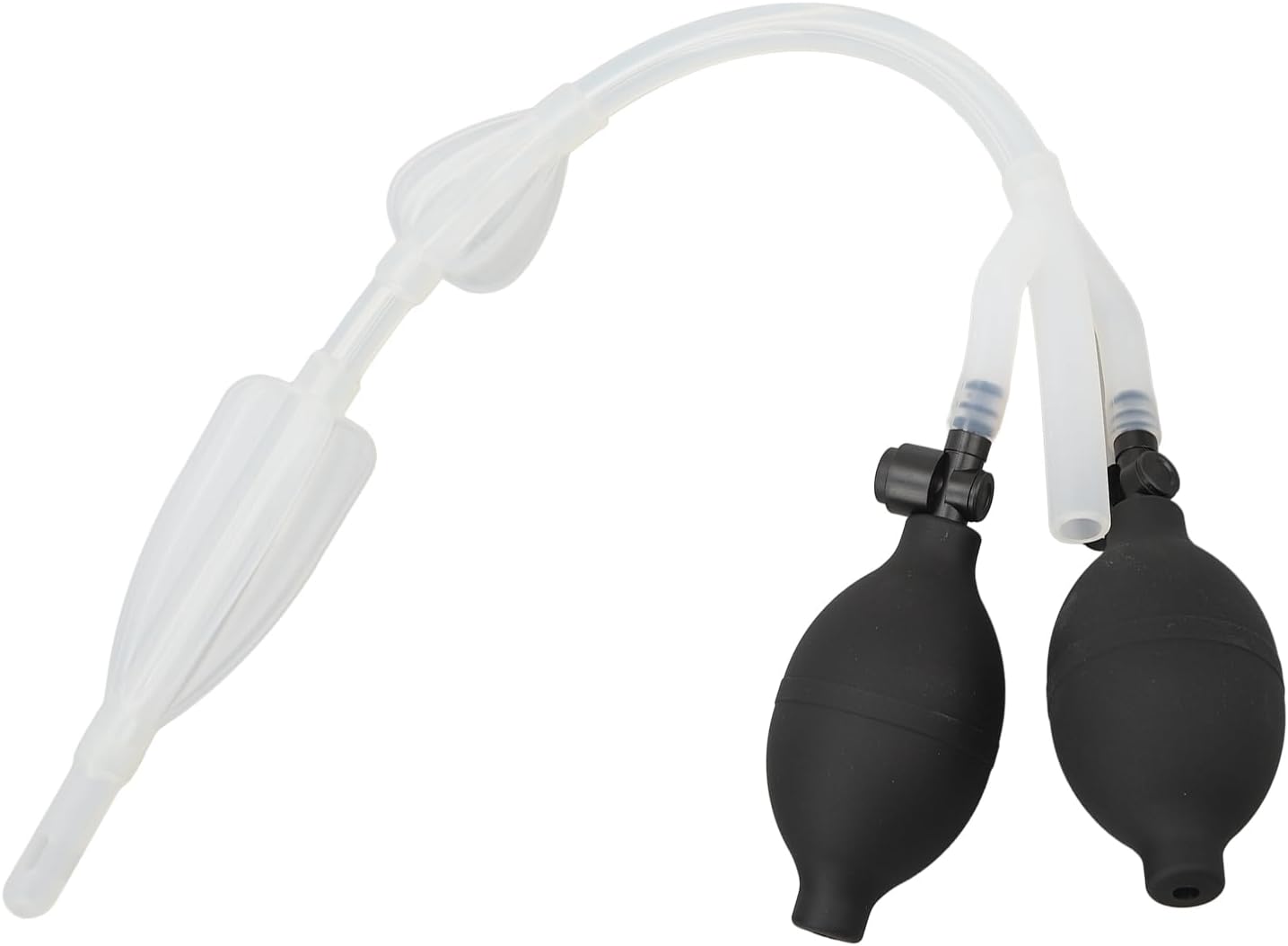 Silicone Enema Douche Bulb Dual Side Openings Elastic Inflatable Double Bulb Flushing System for Health Care