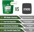 Creapure Creatine Monohydrate Powder. Ultra High Purity German Made Creatine with Nothing Else Added at All. Pure and Unflavored for Men & Women. Zero Bloating, No Sugar, Vegan Friendly Supplement