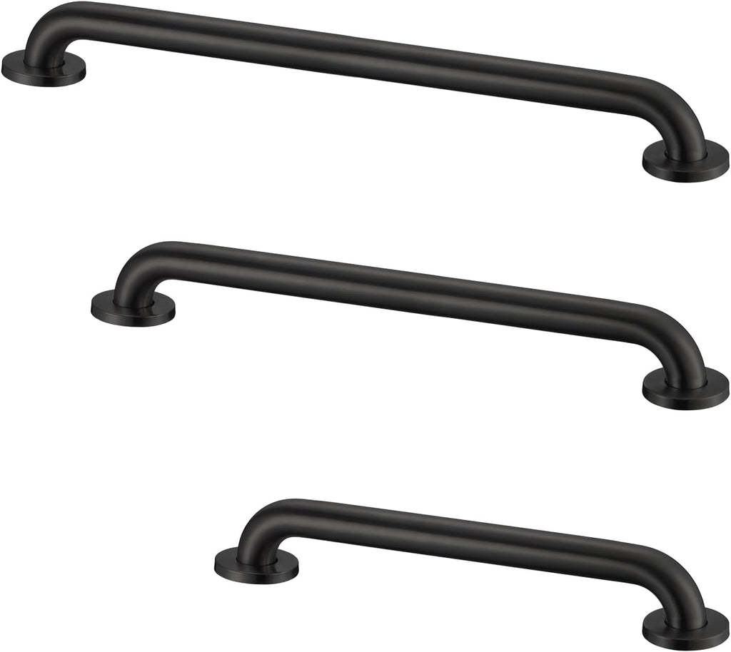 Stardrix Grab Bar Bundle for ADA Compliance, Matte Black Stainless Steel Grab Bar Set for Commercial and Residential Restrooms, 1.5" Diameter - 18", 36", 42" - Pack of 3