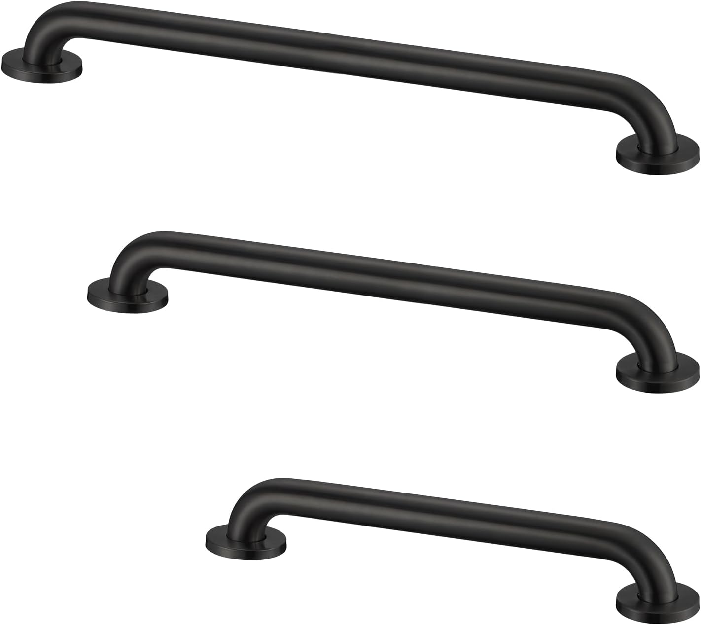 Stardrix Grab Bar Bundle for ADA Compliance, Matte Black Stainless Steel Grab Bar Set for Commercial and Residential Restrooms, 1.5" Diameter - 18", 36", 42" - Pack of 3