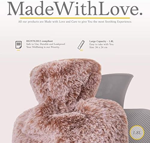 Hot Water Bottle - with Soft Premium Fleece Cover - Dusky Pink, 2L - Heating Pad for Menstrual Cramps and Period Comfort - Bed Foot Warmer - Hot & Cold Compress for Back, Stomach, Neck Pain Relief