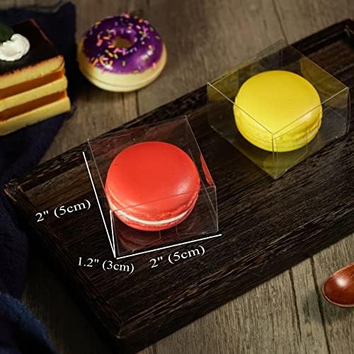 RomanticBaking 50Pack 2 x 2 x1.2 Inches Plastic Clear Single Macaron Box Party Favor Bakery Boxes Chocolate covered Ore Boxes