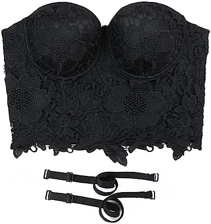ELLACCI Women's Floral Lace Bustier Crop Top Gothic Corset Bra Tops Black