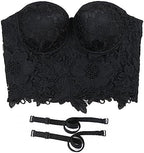 ELLACCI Women's Floral Lace Bustier Crop Top Gothic Corset Bra Tops Black