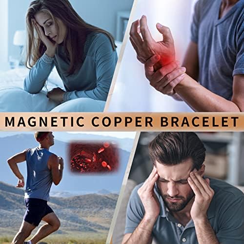 MagEnergy Copper Bracelet for Men and Women, 99.9% Pure Copper Magnetic Bangle with 8pcs 3500 Gauss Magnets, Adjustable Jewelry Gift