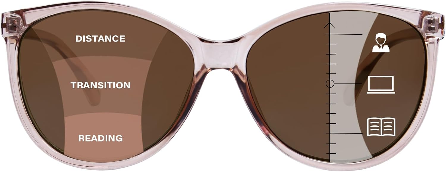 Progressive Multifocal Sunglasses for Women Men, Multifocus Sun Readers Outdoor Reading Sunglasses Women's with UV400