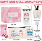 Dental Assistant Gifts for Women Unique Dental Gifts Funny Dentist Gift Including Tumbler Mug Socks Badge Reel Holder Makeup Bag Keychain for Birthday Christmas