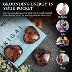 Crocon 50mm Mahogany obsidian Heart stone Big Heart Shape Puff Stones Set 450+ Carats Pocket Crystal Healing Tumble Collection Palm Worry Stone Good Luck Charm Meditation Gift Craft Home Decor