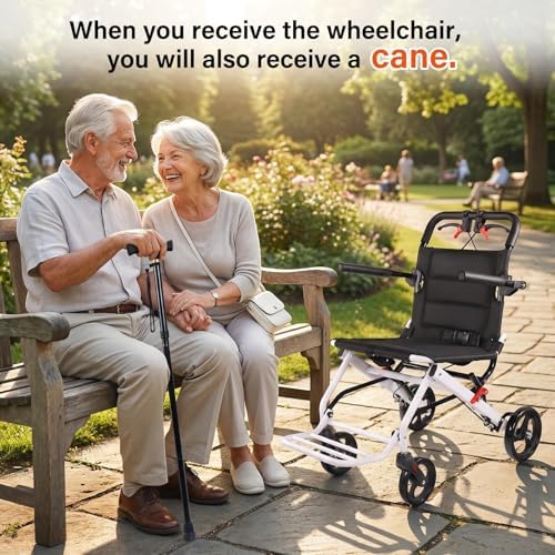 Lightweight Foldable Transport Wheelchair for Adults, 18.1” Wide Seat (Upgraded from 15.7”), Easy Folding, Travel-Friendly Design, Daily Assistance & Caregiver Convenience, Folding Chair