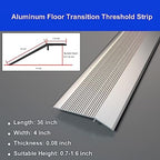 Aluminum Floor Transition Threshold Strip, 36 Inch Threshold Ramps for Doorways, Wheelchairs, Door/Tile/Threshold Reducer, Doorway Edge Trim Suitable for Threshold Height Less Than 1.6 Inch (Silver)