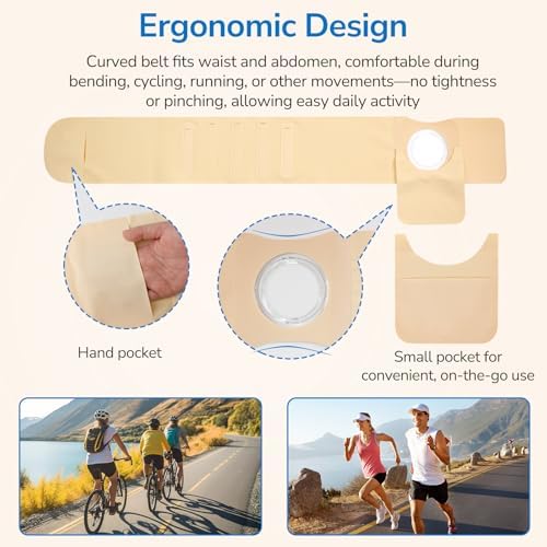 Ostomy Belt, Ostomy Supplies Ostomy Hernia Support Belt for Men/Women, Stealth Belt Ostomy, Elastic Abdominal Support Belt Preventing the Stoma Hernia and Reinforce Colostomy Bags - M