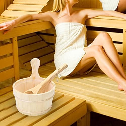 4L Sauna Barrel with Ladle, Essential SPA Tool for Steaming and Bathing, Wood
