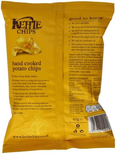 Kettle Chips Mature Cheddar and Red Onion 40 g (Pack of 18)