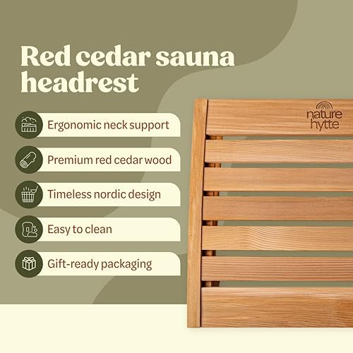 Red Cedar Sauna Headrest - Ergonomic Neck Support Pillow - Premium Red Cedar Wood - Natural Aroma - Elegant Gift-Ready Packaging