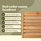 Red Cedar Sauna Headrest - Ergonomic Neck Support Pillow - Premium Red Cedar Wood - Natural Aroma - Elegant Gift-Ready Packaging
