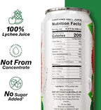 VINUT 100% Lychee Juice, No Added Sugar, Not From Concentrate, 16.9 fl oz (500 mL) Can, Pack of 12