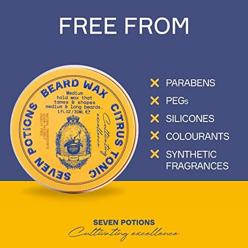 SEVEN POTIONS Natural Beard Styling Wax for Medium Hold - 1 oz, Shapes and Nourishes Without Stiffness (Woodland Harmony)