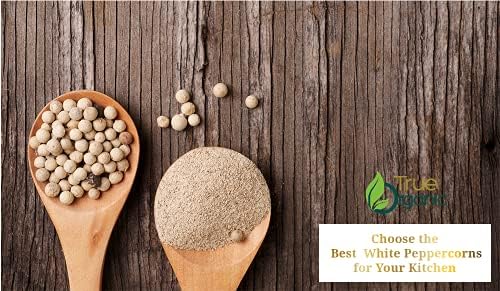 True Organic White Peppercorns Powder, 16 Oz, USDA & Kosher certified Organic Pepper, Organic White peppercorns, 100% Pure Ground white pepper.