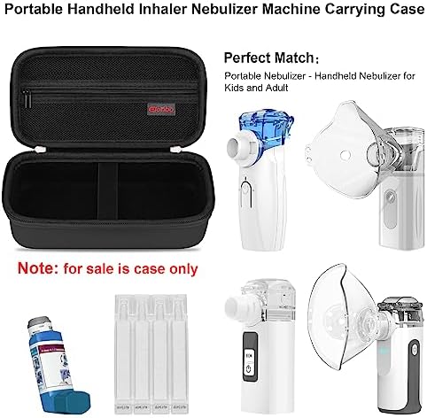 Elonbo Carrying Case for Portable Handheld Inhaler Nebulizer Machine for Adults and Kids, Asthma Inhaler Travel Case, Handheld Mesh Atomizer Machine Holder, Inhaler Spacer Bag, Black