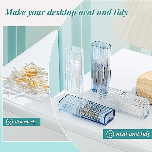 Dandat 8 Pcs Project Storage Case Portable Creative Storage Box Dental Toothpick Holder Floss Travel Case Transparent Flosser Dispenser Container for Teeth Cleaning Cotton Swab(White)