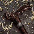 Asterom Walking Cane - Handmade Wolf Cane - Cool Walking Canes for Men and Women - Wooden, Carved, Unique - Walking Sticks for Men & Seniors