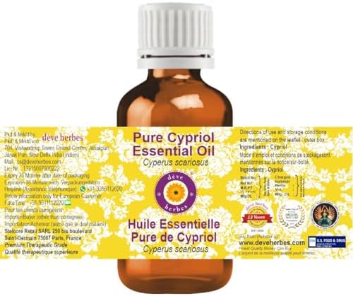 dève herbes Pure Cypriol Essential Oil (Cyperus scariosus) Steam Distilled 30ml (1 oz)