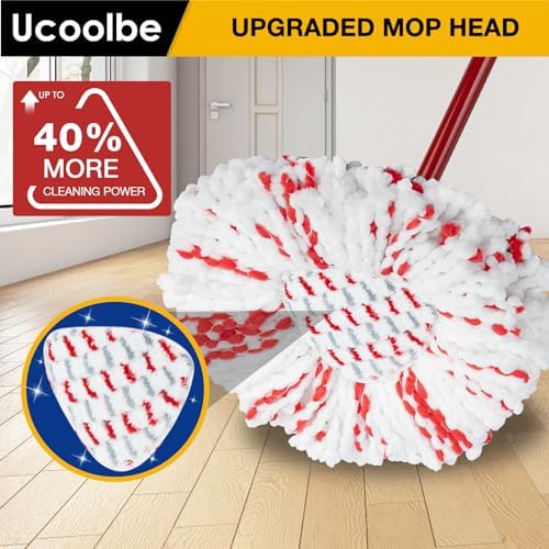 Upgraded mop Refill for O Cedar, 3 Pack Spin mop Heads Replacements Compatible with O Cedar EasyWring Spin Mop Bucket System, 40% More Cleaning Power, Microfiber and Machine Washable