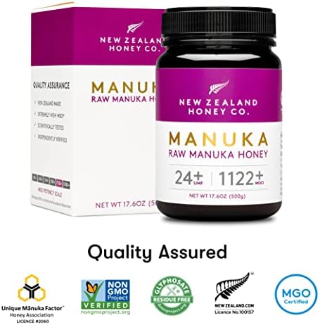 New Zealand Honey Co. Raw Manuka Honey UMF 24+ / MGO 1122+ | UMF Certified | 17.6oz | Pure Raw Honey