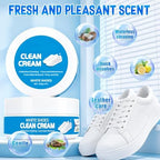 2Pcs White Shoe Cleaner Cream, No-Wash Multipurpose Cleaning Paste with Sponge, Stain Remover for Leather Sneakers Soles