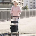 Mobiclinic®, Shopping Trolley with Seat, Mobility Walker, Walker with Wheels, Foldable, Rollator, Steel, Trolley with Backrest, Shopping Trolley on Wheels, Removable Bag, Directional Locking
