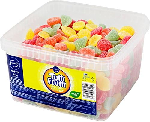 Fazer Tutti Frutti Sour - Gelatin Free - Fruity - Wine Gums - Candies - Assorted Sweets - Box 2,0 kg