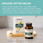 Himalaya Organic Bitter Melon - Herbal Glucose Metabolism Support - USDA Organic, Non-GMO, Vegan, Gluten Free, Additive Free, 660 mg, 60 Caplets
